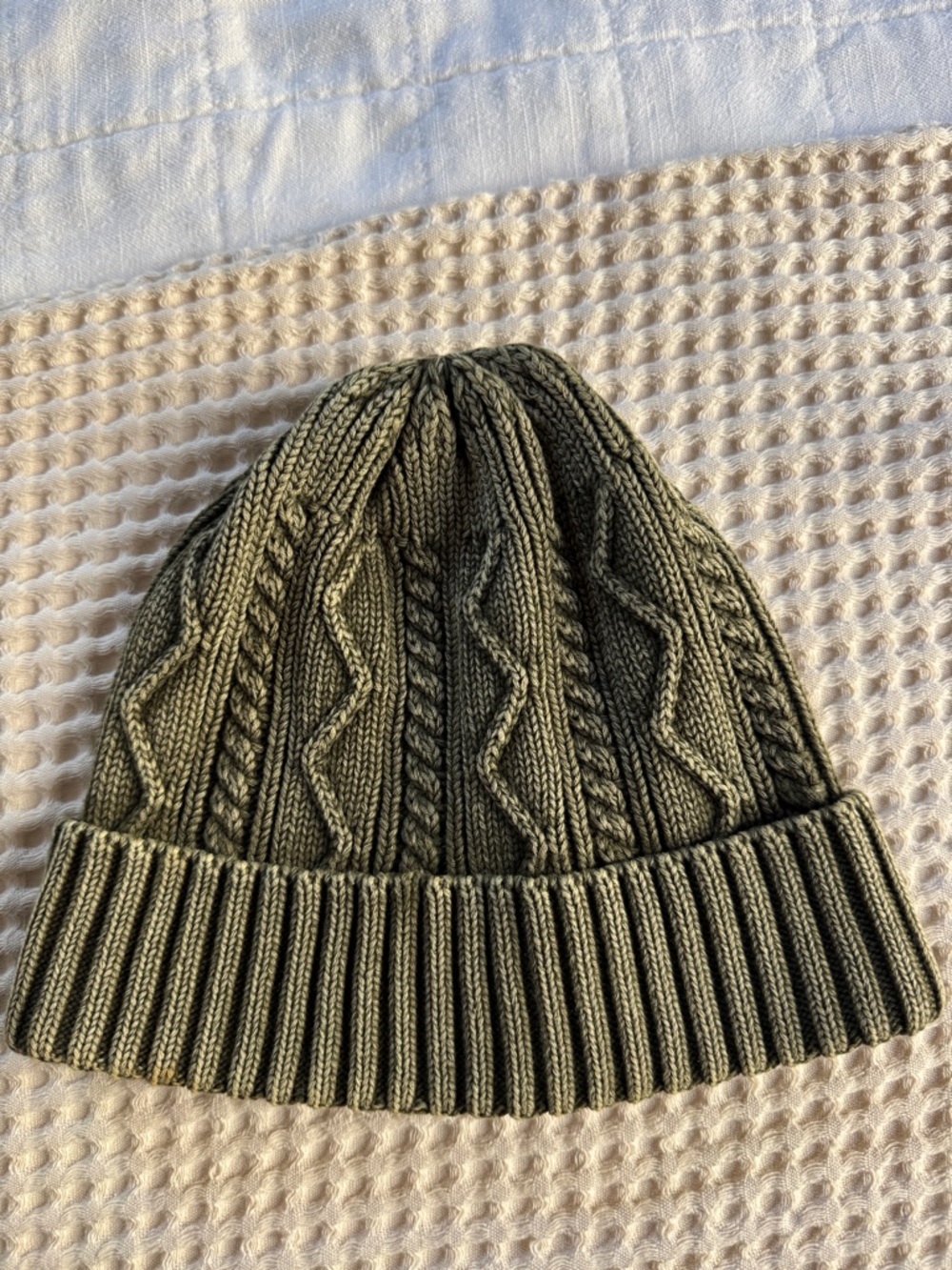 Free People Olive Cable Knit Beanie